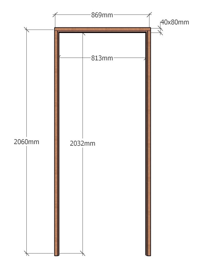 Hardwood Single Door Frame Standard Size 813 x 2032 Profile 40mm x 80mm