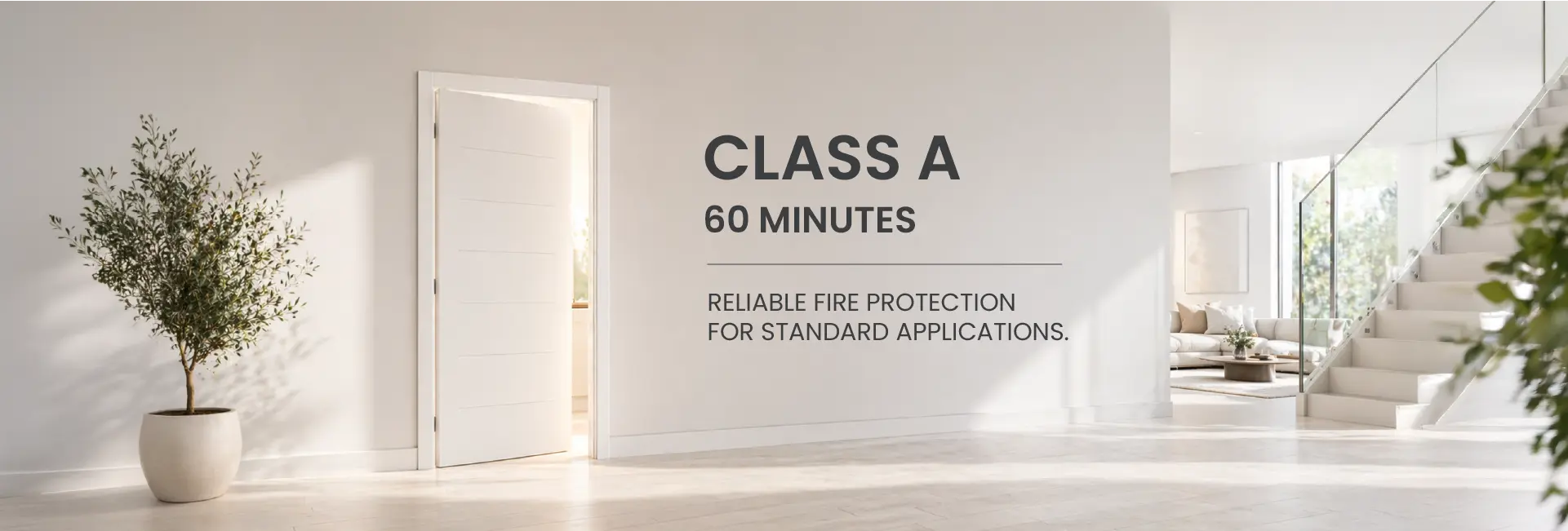 Class A Fire Doors | 60 Minute Fire Rating | Doors Online Class A 60-minute fire-rated internal door in a modern residential interior with soft natural lighting.